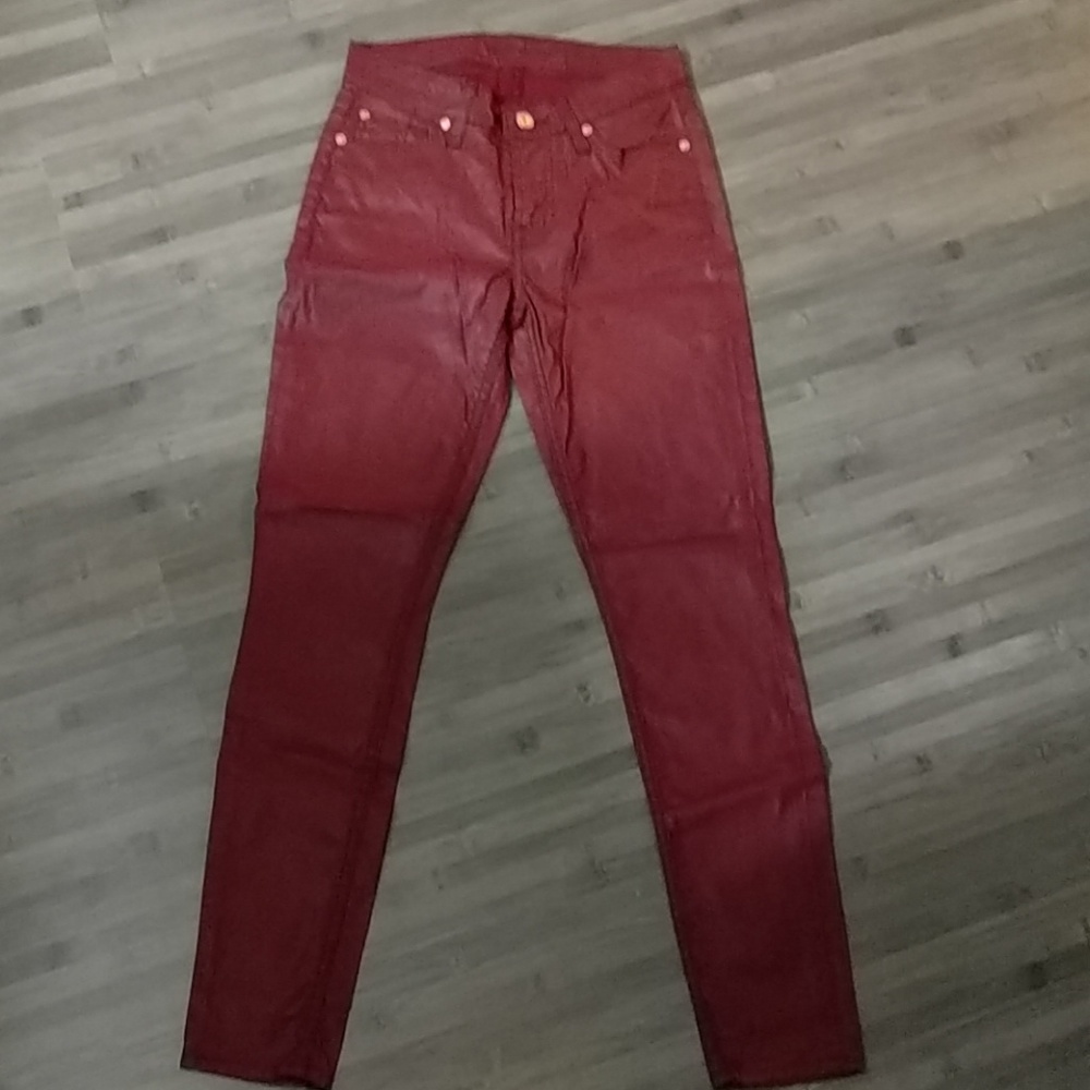 7 for all mankind red coated legging jeans